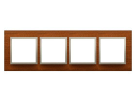 SIMON 54 Ramka 4 poczwórna Nature-Drewno ZŁOTY ORZECH IP20/IP44* (*IP44-należy zastosować zestaw uszczelek DUN4) DRN4/86 KONTAKT