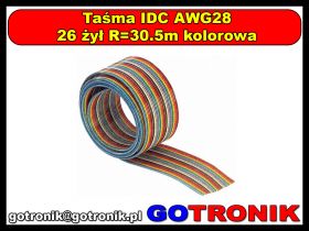 Taśma IDC AWG28 26 żył R=30.5m kolorowa 1m