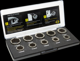 T4360 Screw and nut extractor set, 8 - 17 mm, 10 pieces