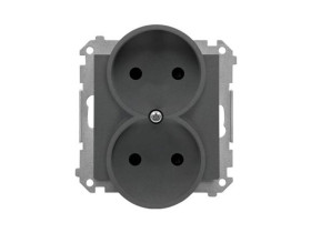 SIMON 55 Gniazdo podwójne bez uziemienia z przesłonami szybkozłącza grafitowy mat TG2MCZ.01/116 KONTAKT SIMON