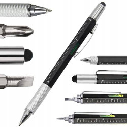 DŁUGOPIS WIELOFUNKCYJNY ŚRUBOKRĘT MULTITOOL 6W1 MIARKA POZIOMICA KLIPS
