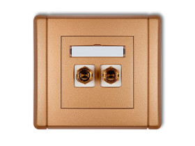 FLEXI Gniazdo głośnikowe pojedyncze (typu banan - czerwony i czarny pozłacane 4 mm2 skręcane) złoty metalik 8FGG-4 KARLIK