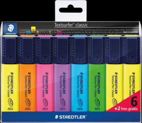 364 A WP8 Highlighter, 6 colours, 8 pieces, 1 - 5 mm