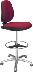 ESD swivel chair, with footrest, seat hight 50-70 cm, dark red, C-197 2552-DR