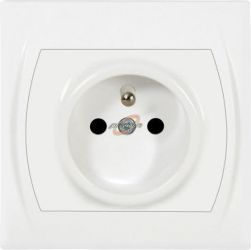 Gniazdo pojedyncze + 0 białe LOGO LGP-1Z