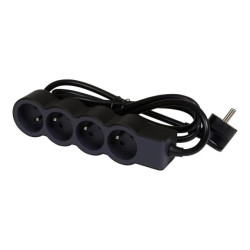 HELMO Przedłużacz standard 4x2P+Z z przewodem 1.5m 3x1.0 mm2 czarny/grafitowy 049477