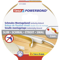 tesa 55714-00000-00 Powerbond Tape 5m x 9mm white 2pcs Self-adhesive
