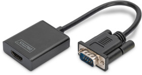 Adapter cable, 0.15 m, black, VGA plug, straight to HDMI socket, straight, DA-70473