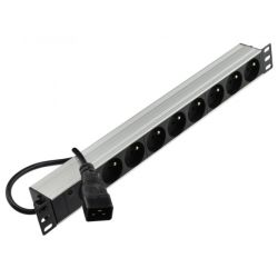 Listwa zasilająca RACK 19" 1U 9 gniazd z wtykiem C20 NEKU 1,8m