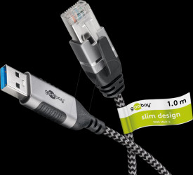 74393 Network adapter, cable, USB 3.0 type A, Gigabit Ethernet, 1 m