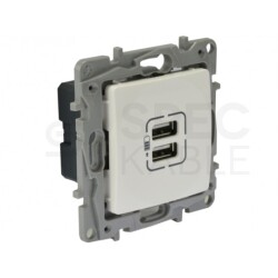 Gniazdo ładowania USB podwójne NILOE bezhalogenowe LSOH białe 2x USB (5V / 2,4A) Legrand