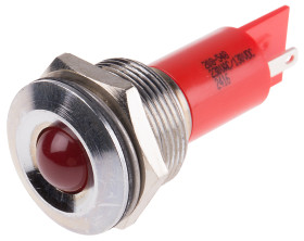 Lampka kontrolna do montażu panelowego 130 V dc, 230V ac, czerwona 19mm LED Chrom RS PRO