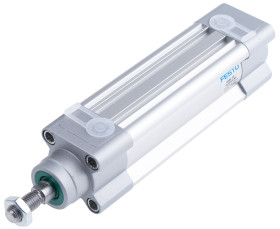 Siłownik pneumatyczny z tłoczyskiem skok: 70mm Festo Ø 32mm dwustronnego działania Action 215.1mm z amortyzacją