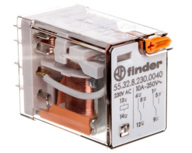 Przekaźnik miniaturowy 2P 10A 230V AC przycisk testujący mechaniczny AgNi 55.32.8.230.0040