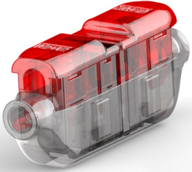 Butt connectorwith insulation, 0.75-1.5 mm², AWG 18 to 16, transparent/red, 48 mm, 2213600-8
