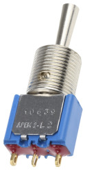 Przełącznik migowy przechylny Wł.-wył.-wł. SPDT APEM Montaż panelowy długość przełącznika 11mm