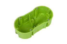 Polmark Puszka podtynkowa podwójna 60mm niepalna 850 stopni C zielona TP PU‑PP‑FPP‑F2X60PŁ‑N