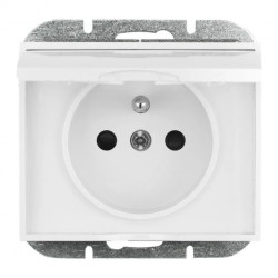 Gniazdo pojedyncze p/t 2P+Z bryzgoszczelne z klapką Onyx, 16A, 250V, PT-16OH, biały,OR-OE-7505/WW