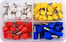 Double wire end ferrules assortment, isolated, 90 pieces, 2010C390