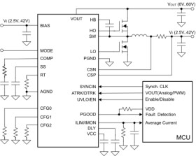Automotive, 42V VIN, 2.2MHz single-phase boost controller with VOUT tracking