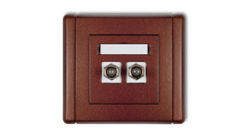 Flexi Gniazdo Antenowe Podwójne Typu F (Sat) Niklowane Brązowy Metalik 9Fgf-2