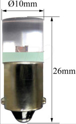 70113813 Flat LED lamp 10x26 BA9s green 24 - 28 V