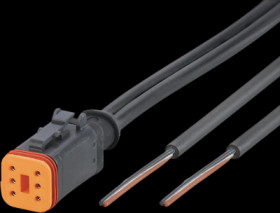 Sensor actuator cable, DEUTSCH cable socket, straight to open end, 6 pole, 1 m, PUR, black, 4 A, E12552
