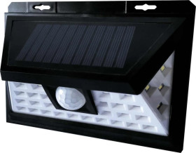 Kinkiet LED solarny 5W 4000K/neutralna IP65 z cz. zmierzchu i ruchu PIR aku. ABS EMA SOLAR PIR 34LED NW GXSO003