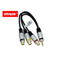 Kabel Jack 3,5 4-polowy - 3xRCA Vitalco, Jack-Wtyk, RCA-Gniazda