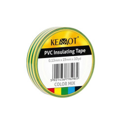 TAŚMA IZOLACYJNA ŻÓŁTO-ZIELONA 10Y PVC KEMOT 0,13x19mm