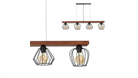 Lampa Wisząca Ozzy Black / Wood 4Xe27 60W Mlp6253 Milagro