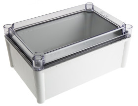 Obudowa Poliwęglan szerokość zew. 188 mm długość zew. 278 mm wys. zew. 130 mm Fibox IP67 Szary