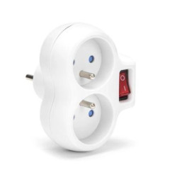 Rozgałęźnik podwójny z wyłącznikiem biały Montis MT148-WH