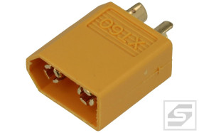 Wtyk XT60U-M/2-tory;60A;500V;proste żółty;lutowany;zasilające DC;Amass