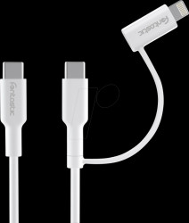 264818 2-in-1 data &amp; charging cable Type-C &gt; Type-C +8-pin lightning ad