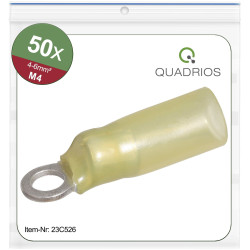 Quadrios 23C526 Ring Terminal 6mm&#xB2; Hole &#xD8;4.3mm 50 pcs Heat Shrink Yellow