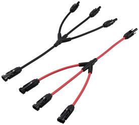 1x rozdzielacz Y wtyczka solarna męska do 3x gniazda + gniazdo do 3x wtyczki TC-12195664 czarny, czerwony TRU COMPONENTS