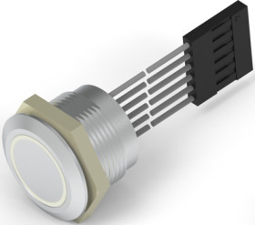 Vandal-proof pushbutton, 1 pole, silver, illuminated  (RGB), 1 A/24 VDC, mounting Ø 19.2 mm, IP68, 2342834-7