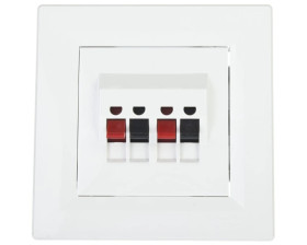 Gniazdo głośnikowe Asfora podwójne białe z ramką EPH5700121