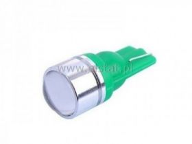 Żarówka samoch. LED 12V T10 1W z soczewką Zielona