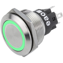 EAO 82-6151.1133 Series 82 Illuminated Pushbutton Mom 22mm Green 12V Solder Term