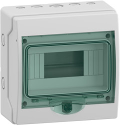 Small distributor, 8 HP, (H x W x D) 200 x 195 x 112 mm, IP65/IK09, polymer, light gray, 13443