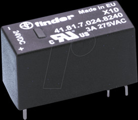 41.81.7.024.8240 PCB relay,1 closed contact, 24 VDC/240 VAC/3 A, RM 5.0