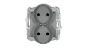 Icon Mechanizm Gniazda Podwójnego Do Ramki Bez Uziemienia 2X2p (Przesłony...