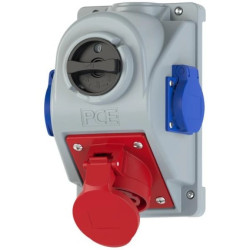 Gniazdo siłowe stałe CEE z wyłącznikiem 5p 16A 400V + 2x2P+Z 230V PCE