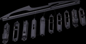 KFZ - rear window wiper, 30cm, incl. 10 adapters