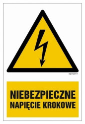 ZNAK - HA014 Niebezpieczne napięcie krokowe - opakowanie 10 sztuk 5 x 7,5 cm PN - Płyta 1mm