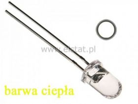 LED 5mm; ciepła biała (2800K) 12000mcd