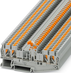 Knife disconnect terminal, push-in connection, 0.34-4.0 mm², 4 pole, 16 A, 6 kV, gray, 3210184