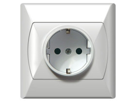 AKCENT Gniazdo pojedyncze z uziemieniem schuko z przesłonami torów prądowych biały GP-1ASP/00 OSPEL